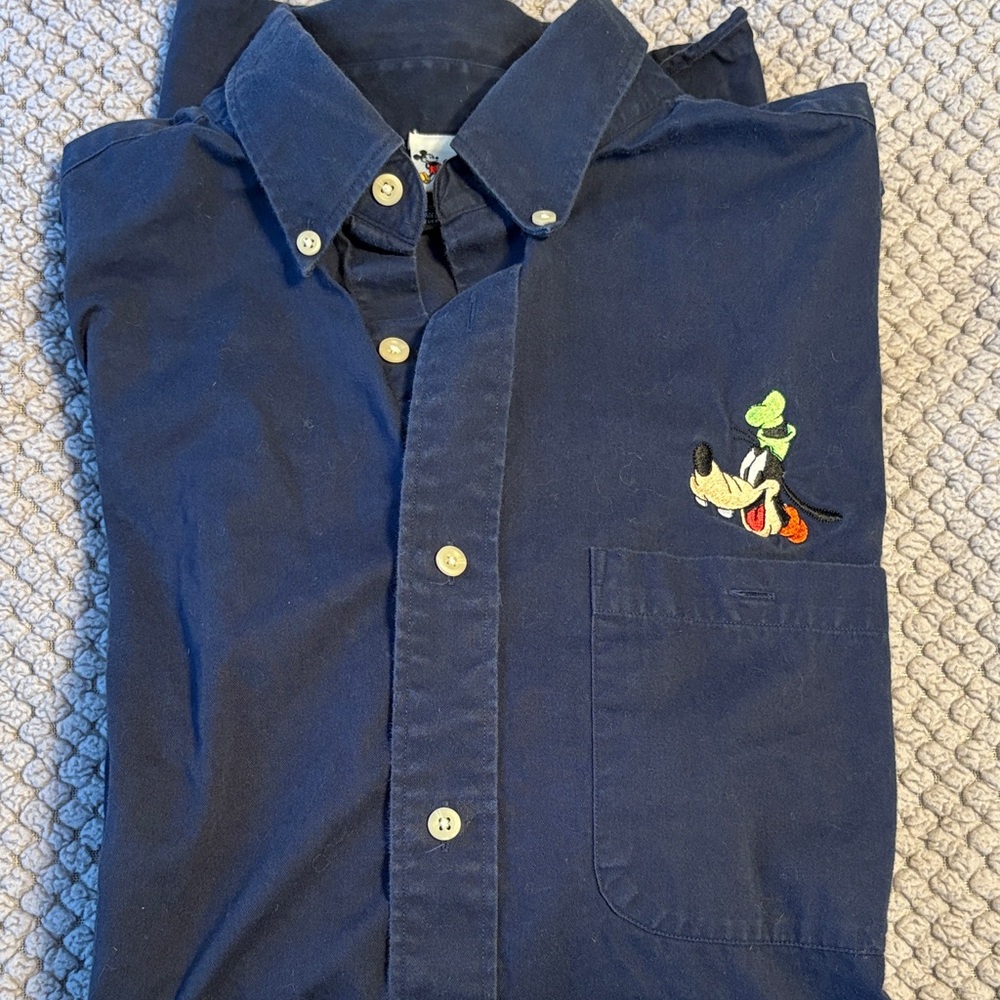 Disney Navy Blue Casual Shirt with Embroidered Character